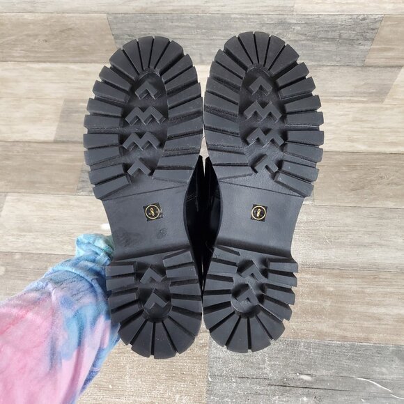 Steve Madden Lando Womens Shoes Sz 8 M Black Leather Tailored Lug Sole Loafer - Picture 5 of 5